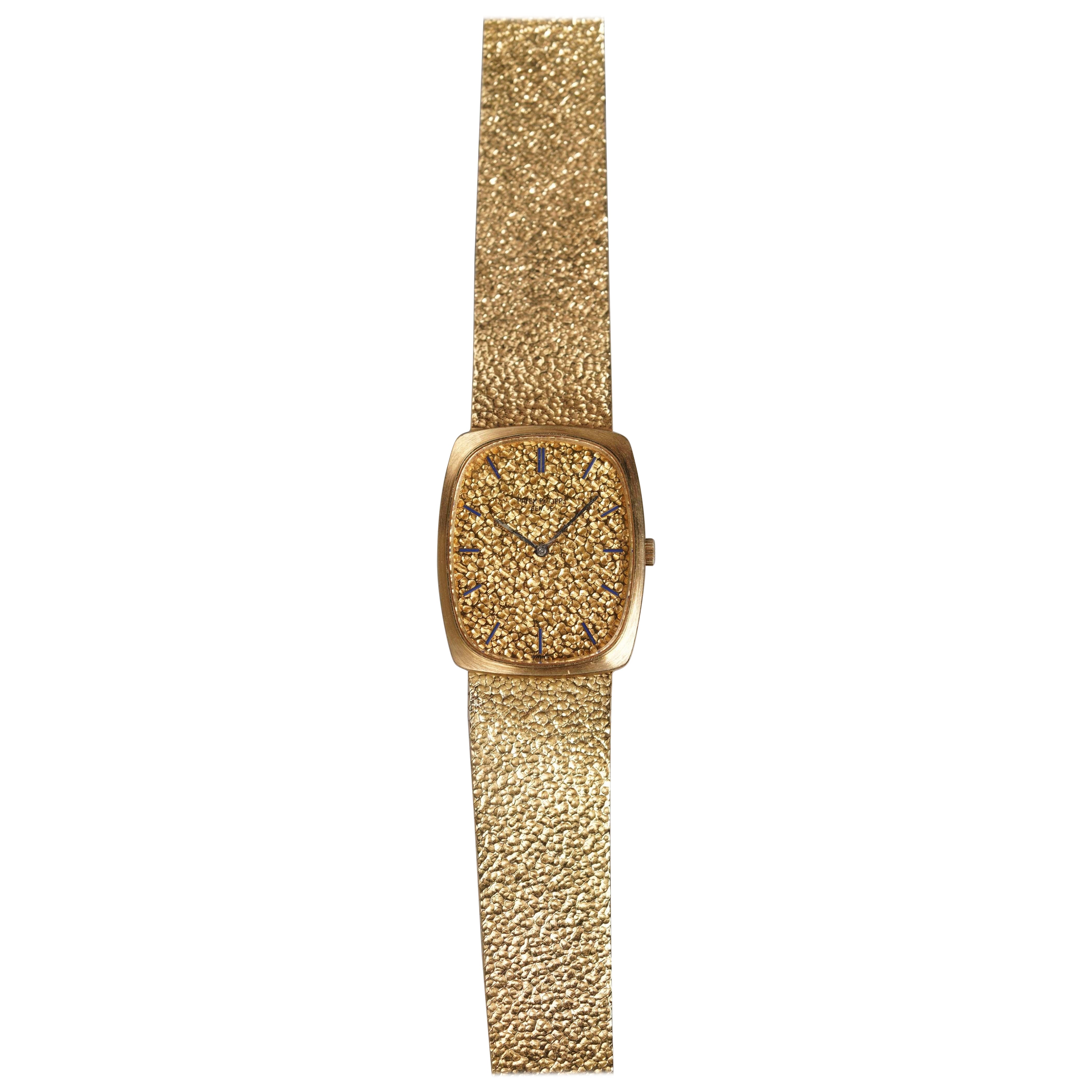 Patek Philippe Champagne Hammer Dial Watch in 18K Yellow Gold, 1970s