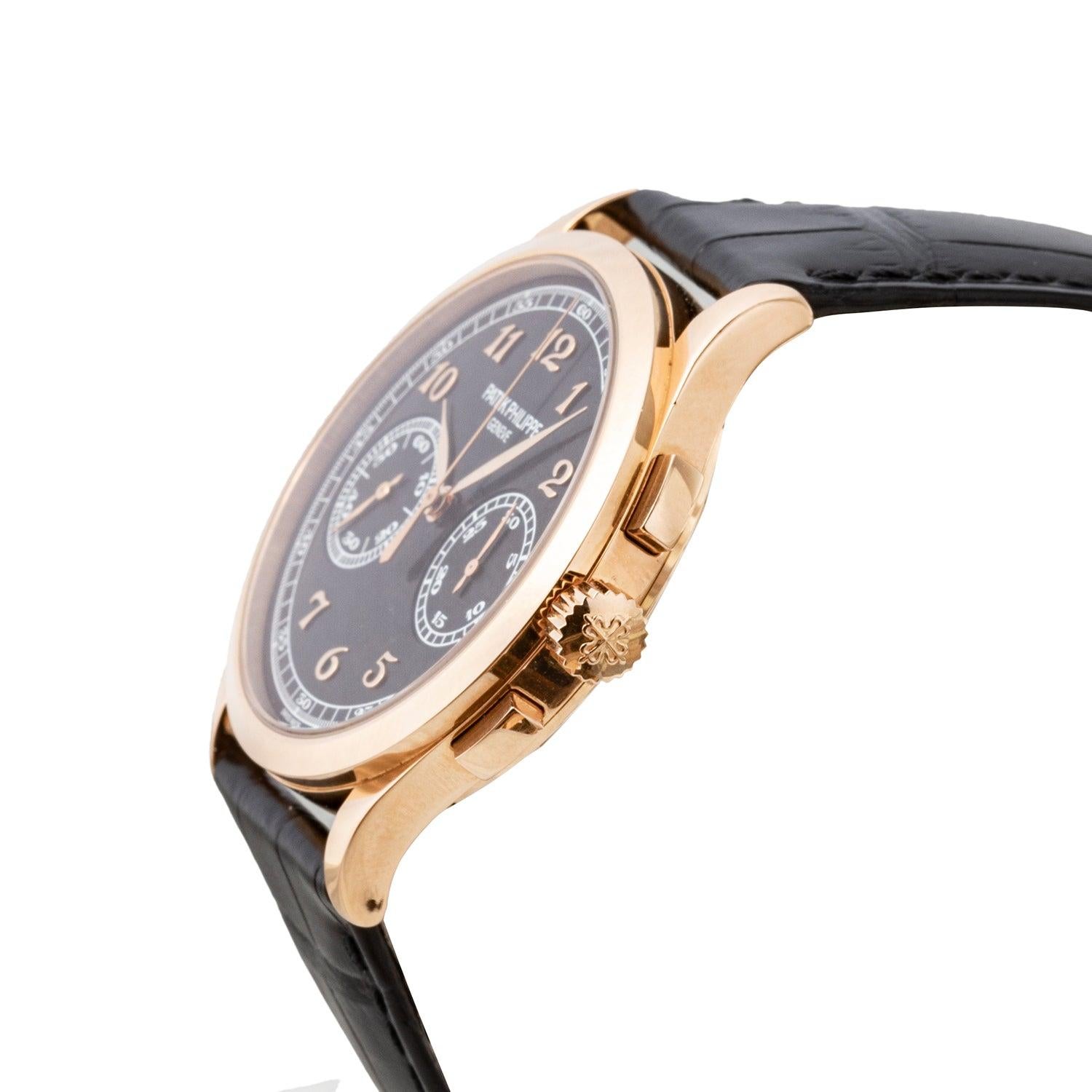 Pre-owned Patek Philippe Chronograph (ref. 5170R-010), featuring the Caliber CH 29-535 PS manual-winding movement with a 65-hour power reserve; black dial with applied gold Breguet-style numerals; small seconds subdial; 30-minute chronograph