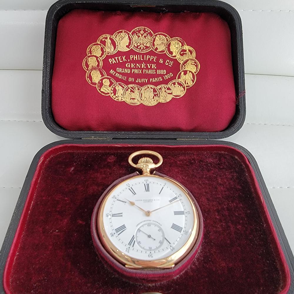 Patek Philippe Chronometro Gondolo 18k Gold Taschenuhr 1910er Jahre mit Schachtel RA184 5