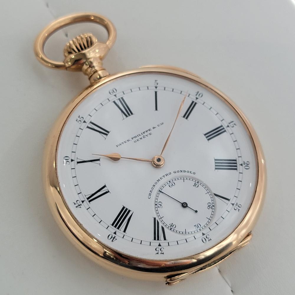 Art Nouveau Patek Philippe Chronometro Gondolo 18k Gold Pocket Watch 1910s w Box RA184