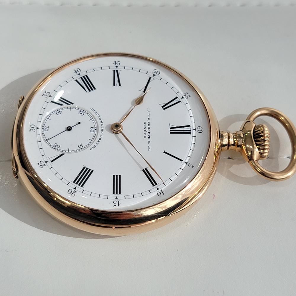 Men's Patek Philippe Chronometro Gondolo 18k Gold Pocket Watch 1910s w Box RA184