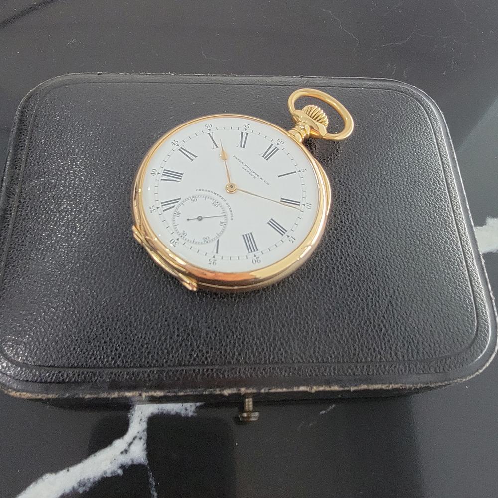 Patek Philippe Chronometro Gondolo 18k Gold Pocket Watch wbox c1910s RA184 3