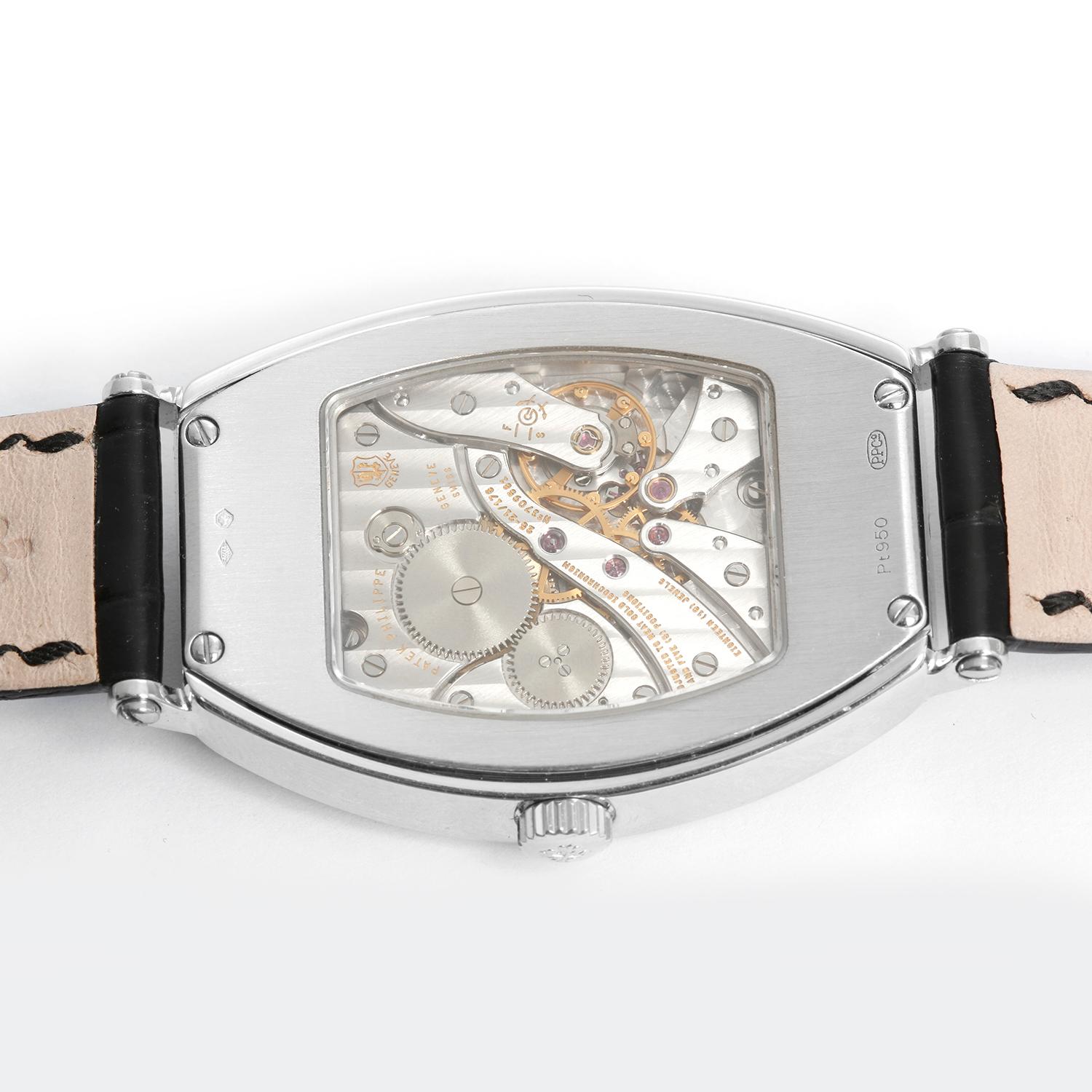 Patek Philippe Chronometro Gondolo Platinum Men's Watch 5098 P 'or 5098P' In Excellent Condition In Dallas, TX