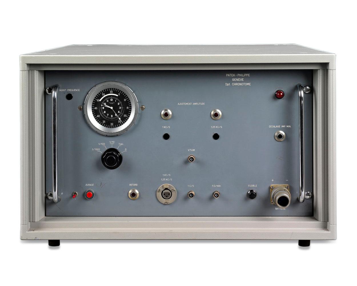 This rare, one-of-a-kind quartz-controlled electronic chronotome clock was crafted by the renowned Patek Philippe of Geneva as part of the firm's Electronic Clock System. Every Patek Philippe electronic clock was made on a special commissioned