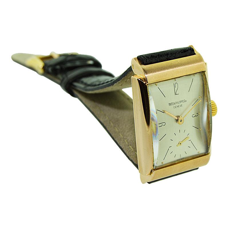 Women's or Men's Patek Philippe & Cie. 18 Karat Rose Gold Art Deco Wristwatch from 1944