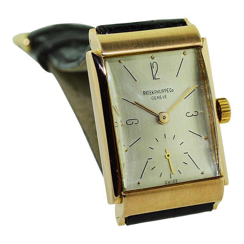 Patek Philippe & Cie. 18 Karat Rose Gold Art Deco Wristwatch from 1944 1