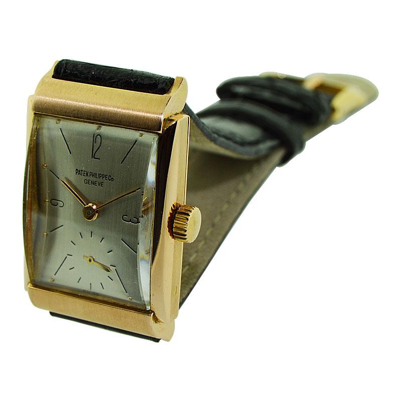 Patek Philippe & Cie. 18 Karat Rose Gold Art Deco Wristwatch from 1944 3