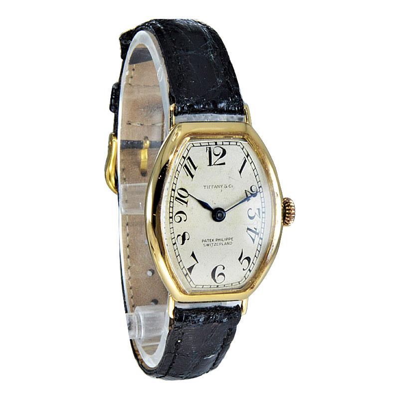 Art Deco Patek Philippe & Cie. 18 Karat Yellow Gold Gondolo Style from 1918 with Archival