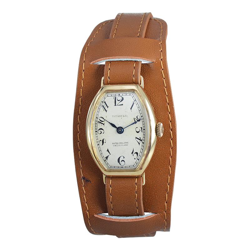 Women's or Men's Patek Philippe & Cie. 18 Karat Yellow Gold Gondolo Style from 1918 with Archival