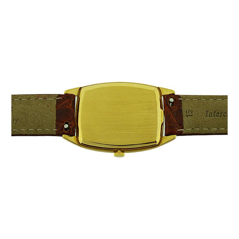 Patek Philippe & Cie 18 Karat Yellow Gold Tonneau Shaped Wrist Watch, circa 1975 6