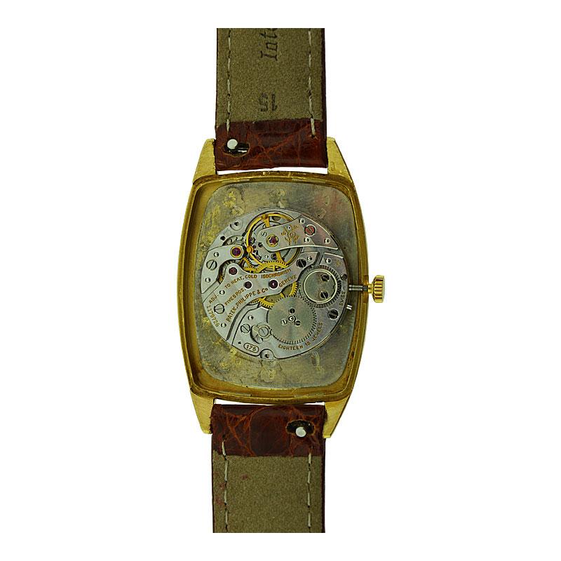 Patek Philippe & Cie 18 Karat Yellow Gold Tonneau Shaped Wrist Watch, circa 1975 7