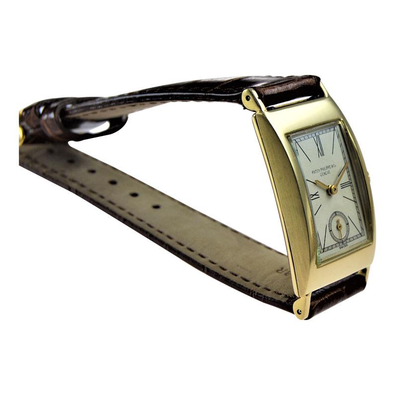 Patek Philippe & Cie. 18 Karat Yellow Gold Art Deco Tank Watch, circa 1940s 1