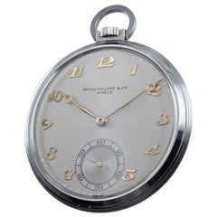 Patek Philippe & Cie. Offene Art-Déco-Taschenuhr aus Stahl:: um 1940