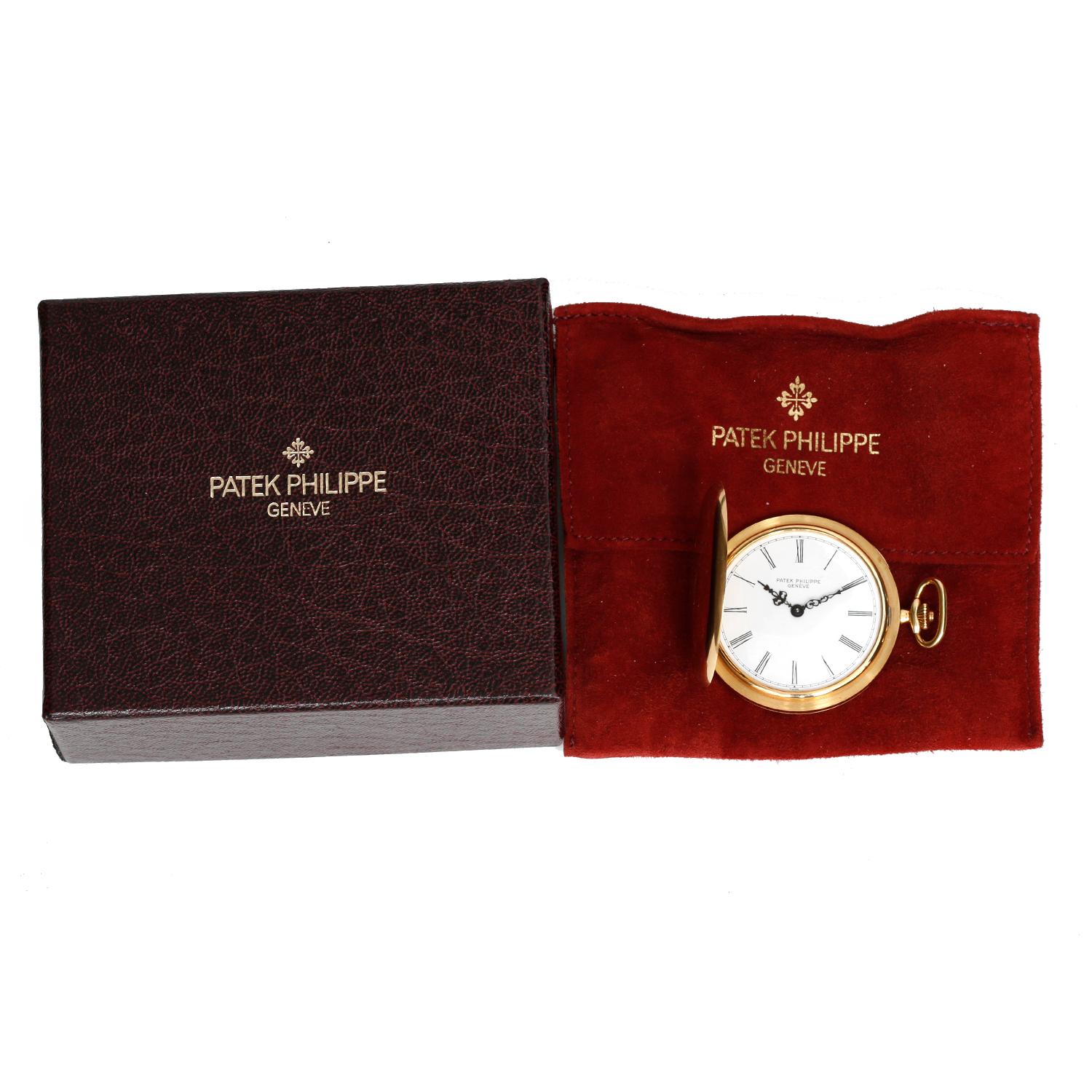 Patek Philippe & Co. 18K Yellow gold Hunter Case Pocket Watch Ref 865 - Manual movement; 18 jewels. 18K Yellow gold (47 mm ). White dial with Roman numerals with fancy filigree hands. Pre-owned Patek Philippe & Co. with archive papers on order. 