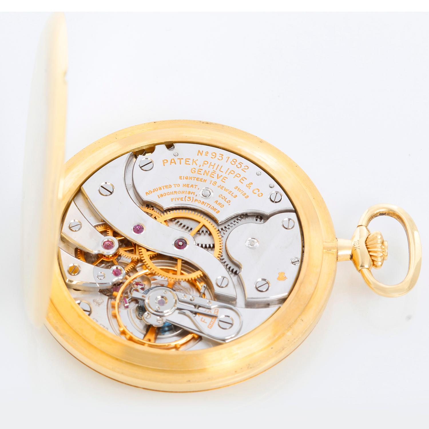Patek Philippe & Co.: 18 Karat Gelbgold Taschenuhr mit Jägergehäuse Ref 865 im Zustand „Hervorragend“ in Dallas, TX