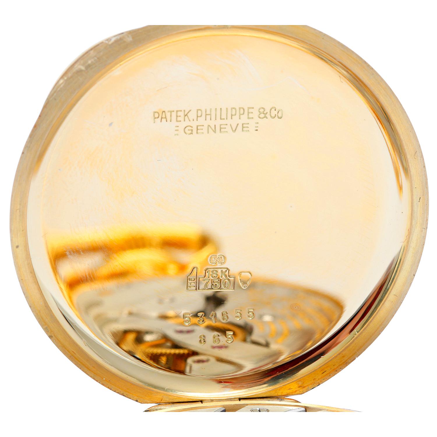 Women's or Men's Patek Philippe & Co. 18 Karat Yellow Gold Hunter Case Pocket Watch Ref 865