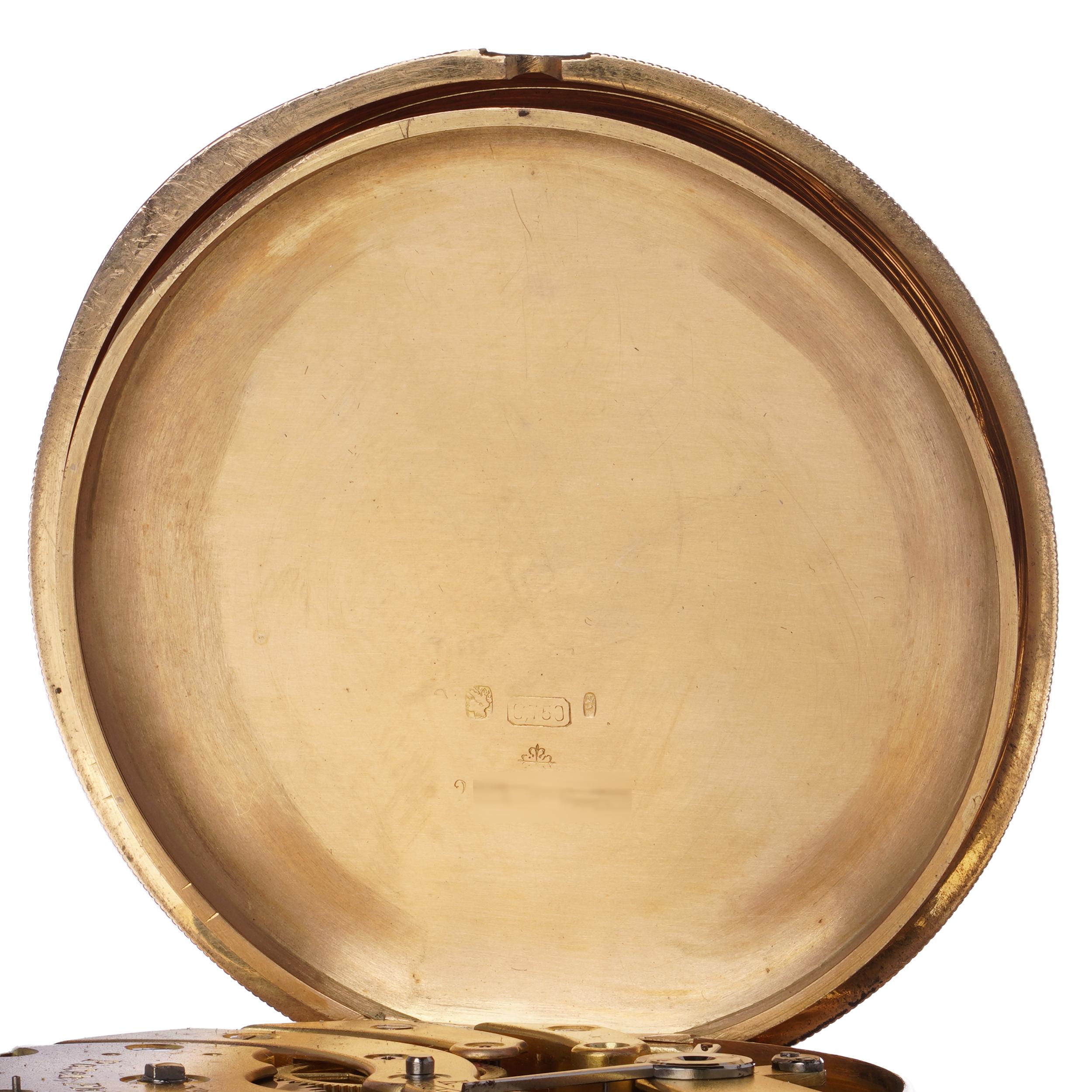 Patek Philippe & Co. 18kt Yellow Gold Pocket Watch with Minute Repeater For Sale 6