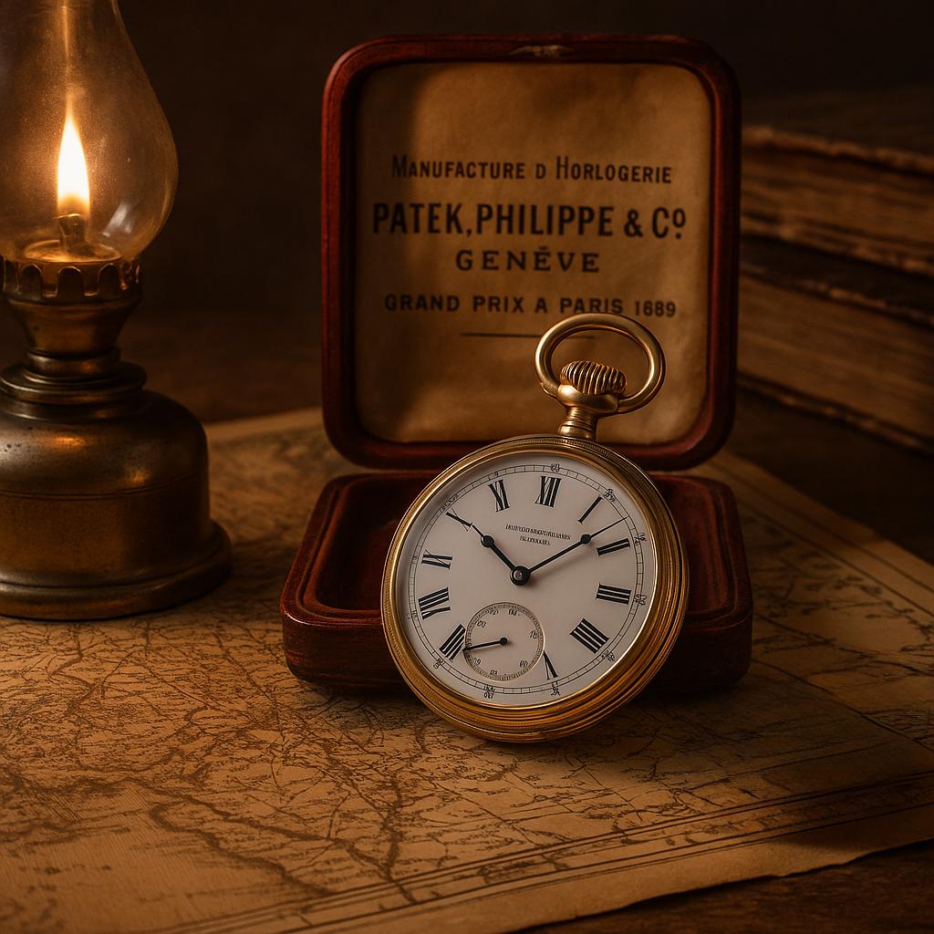 An exceptional late 19th-century 18kt yellow gold open-face pocket watch by Patek Philippe & Co.
Housed in its original leather fitted case bearing the inscription 