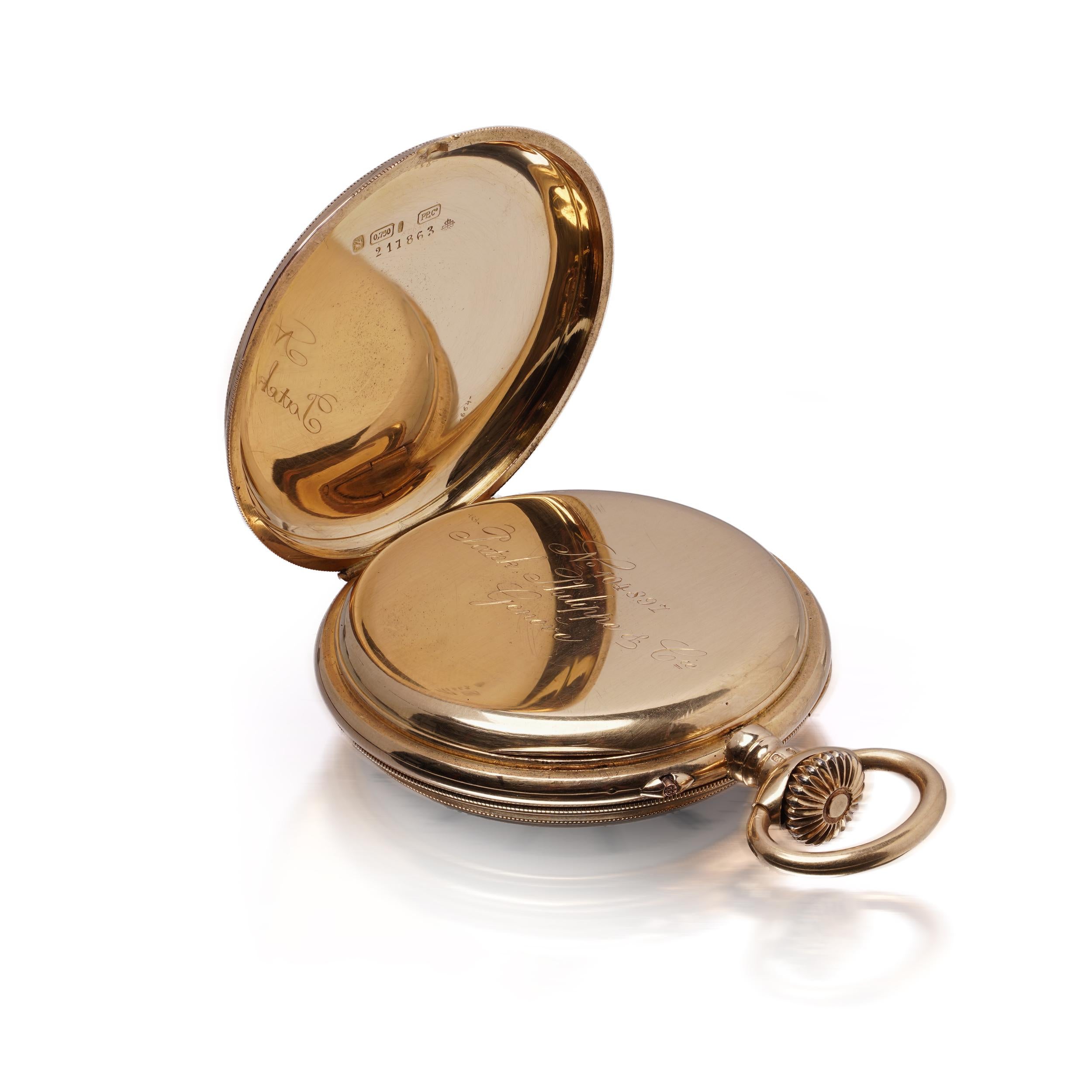 Women's or Men's Patek Philippe & Co. 18kt Yellow Gold Pocket Watch with Minute Repeater For Sale