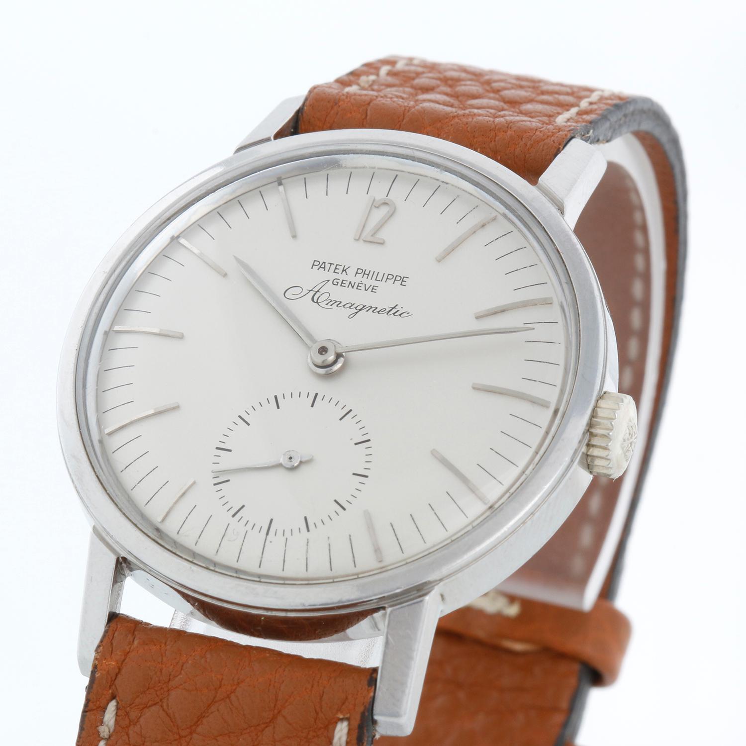 Patek Philippe & Co. Stainless Steel Ref 3417 ' Amagnetic ' Watch For Sale 5