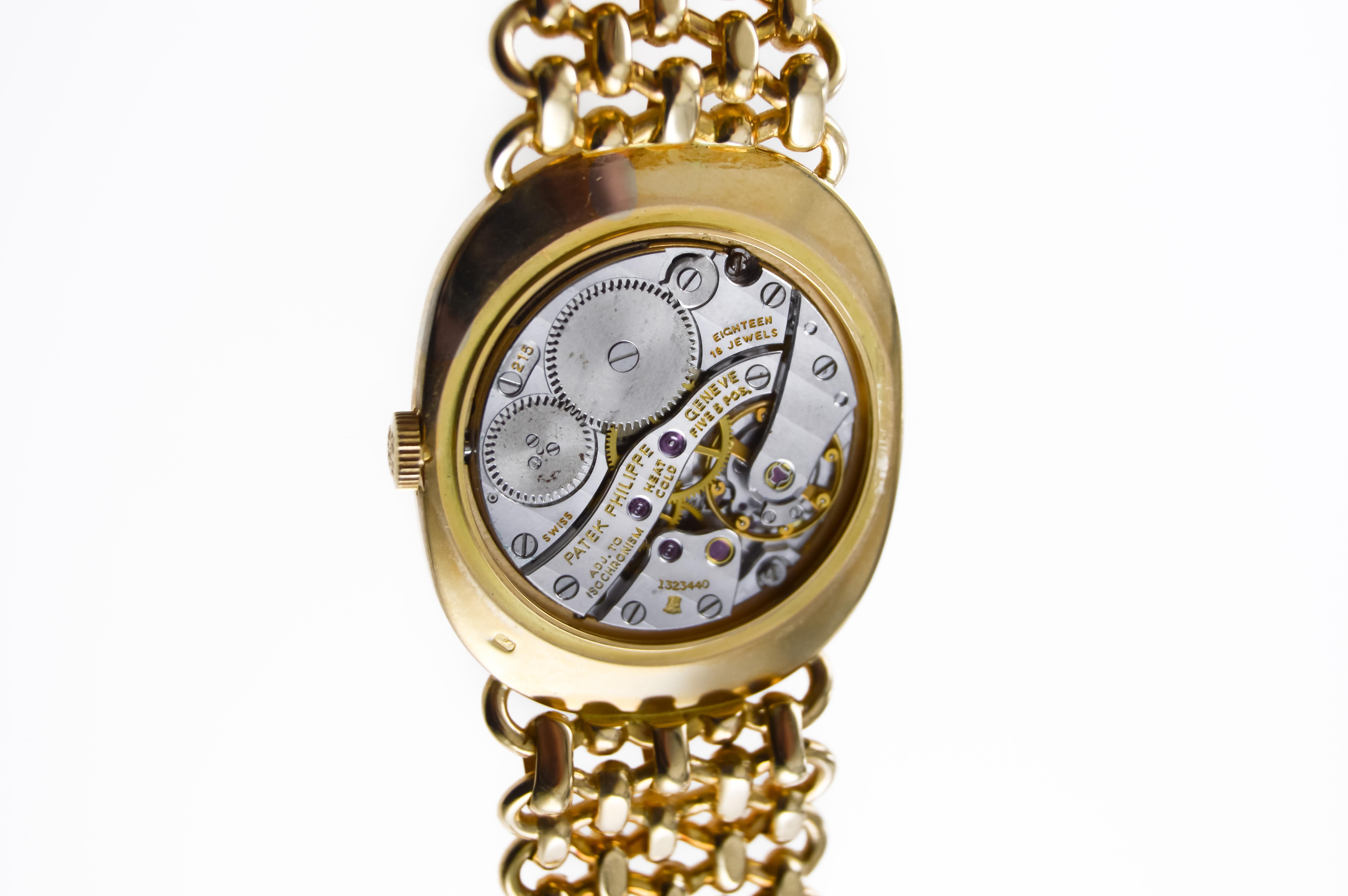 Patek Philippe & Co. Yellow Gold Ellipse Bracelet Watch with Custom Bracelet For Sale 6
