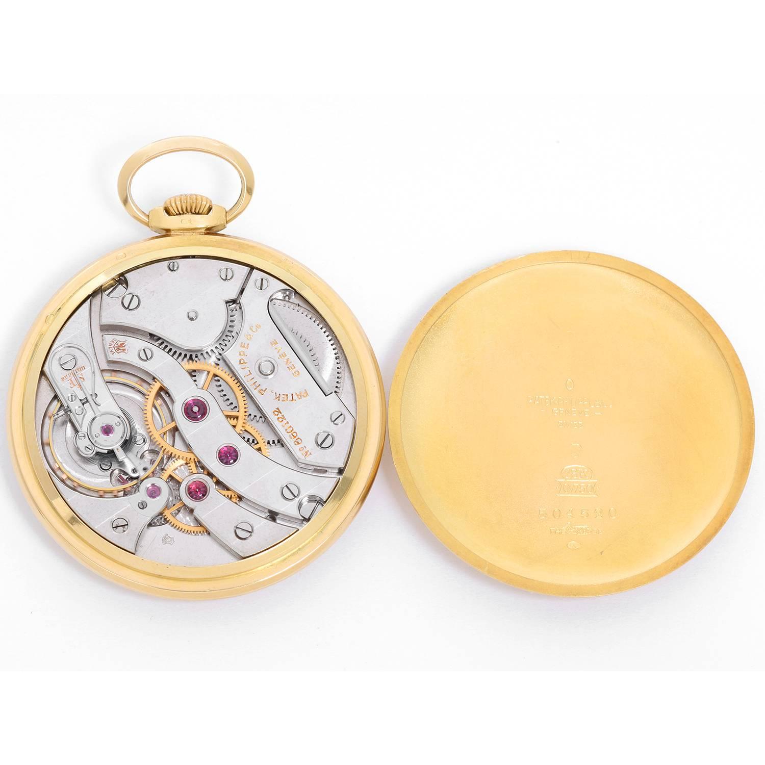 Patek Philippe & Co. Yellow Gold Open Face Manual Pocket Watch In Excellent Condition In Dallas, TX