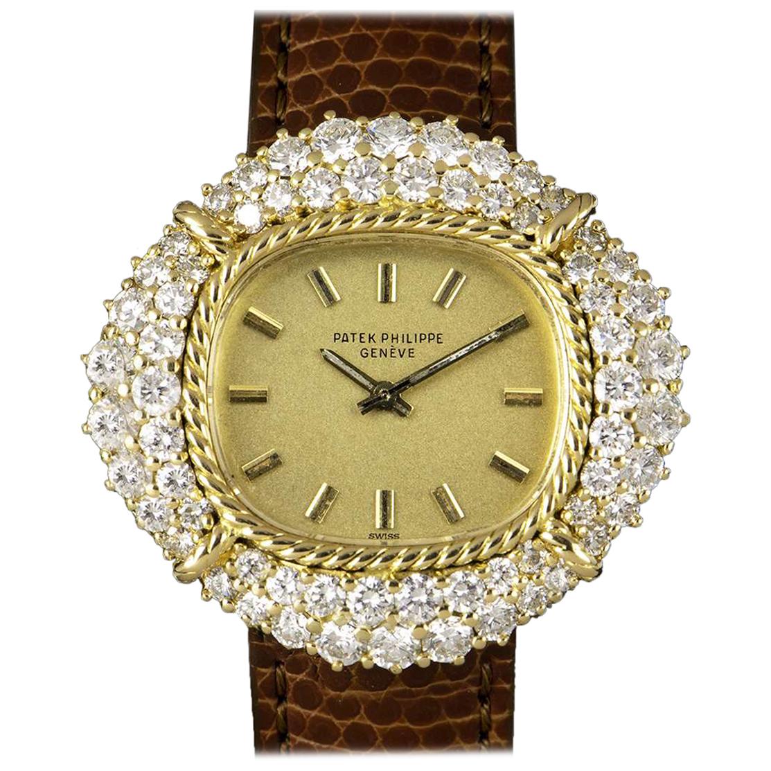 Patek Philippe Cocktail Ladies Gold Diamond Set 4277/1 Manual Wind Wristwatch