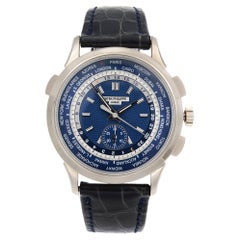 Patek Philippe Complications 18K White Gold Blue Dial World Time Watch 5930G-001