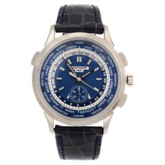 Used Patek Philippe Complications 18K White Gold Blue Dial World Time Watch 5930G-001