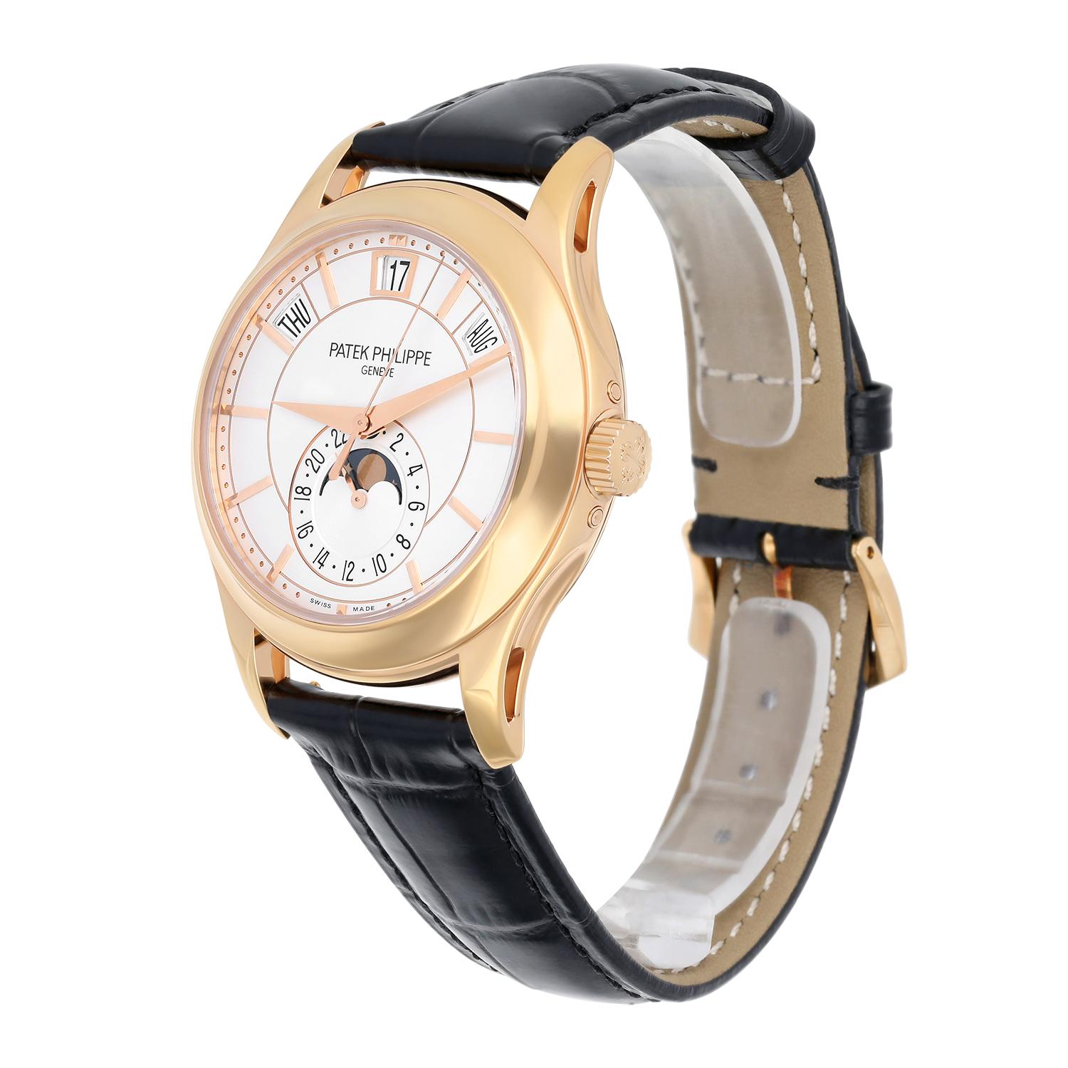 Modern Patek Philippe Complications 5205R Rose Gold Silver Dial Mens Watch Complete For Sale