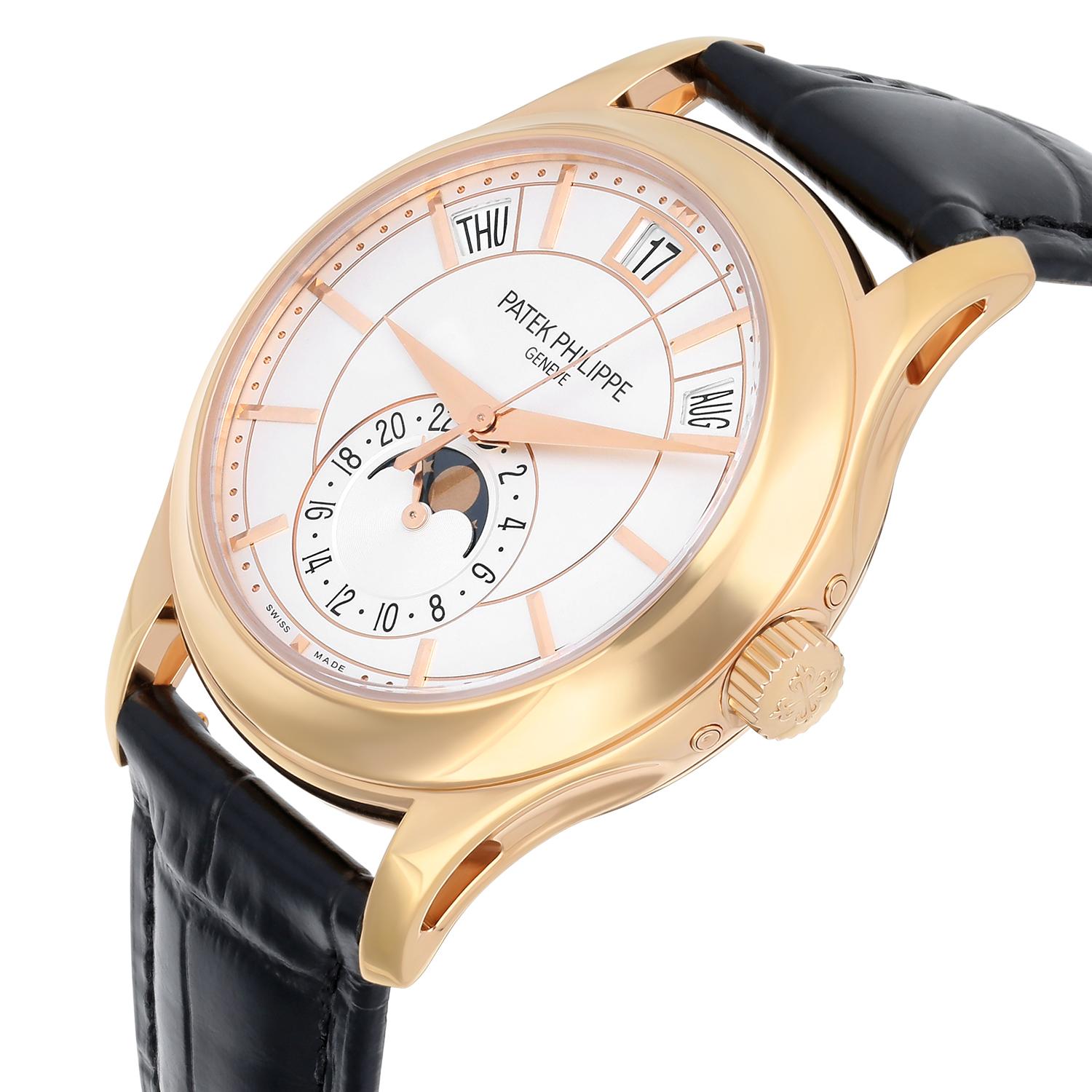Men's Patek Philippe Complications 5205R Rose Gold Silver Dial Mens Watch Complete For Sale