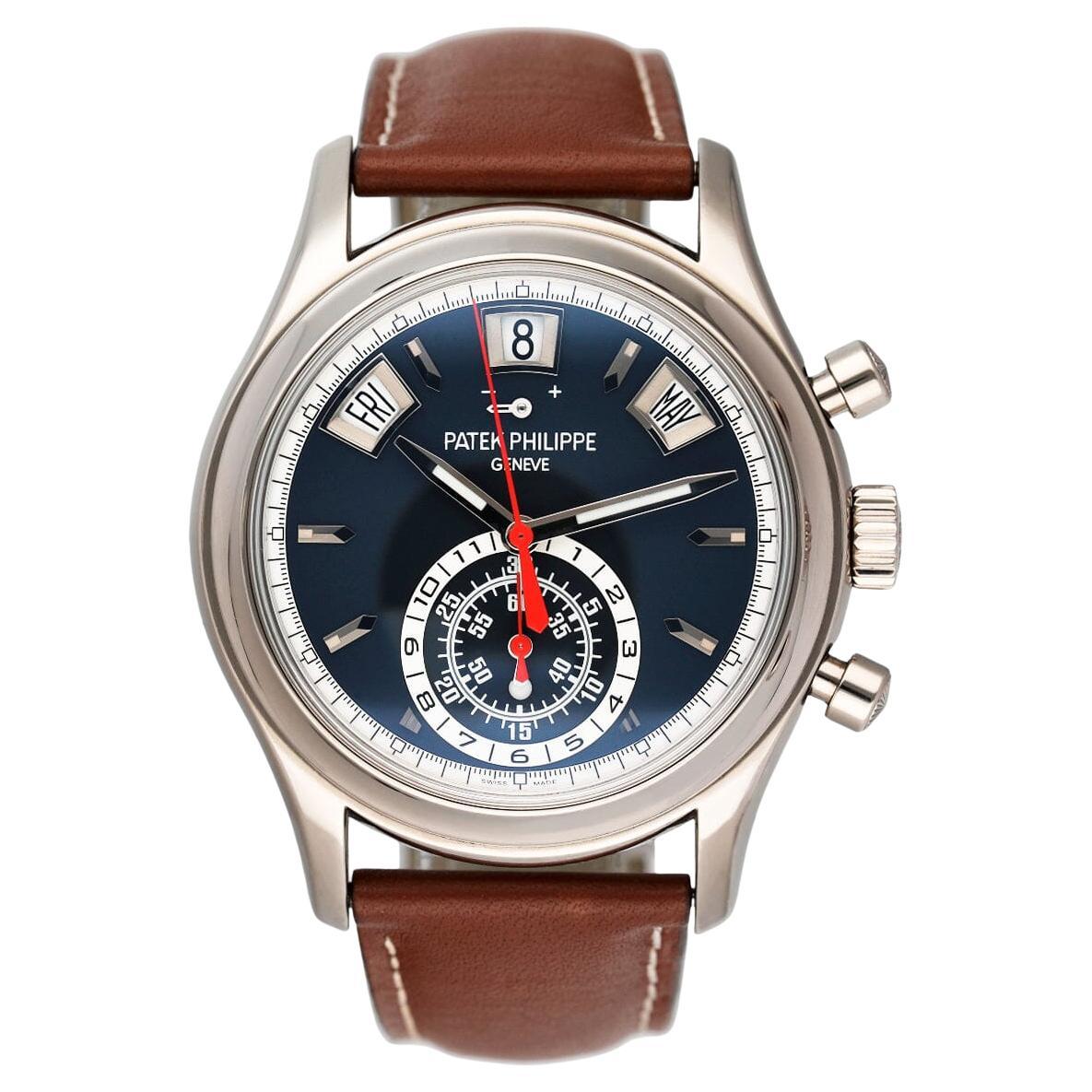 Patek Philippe Complications Annual Calendar 5960G Blue Dial Mens Watch en vente