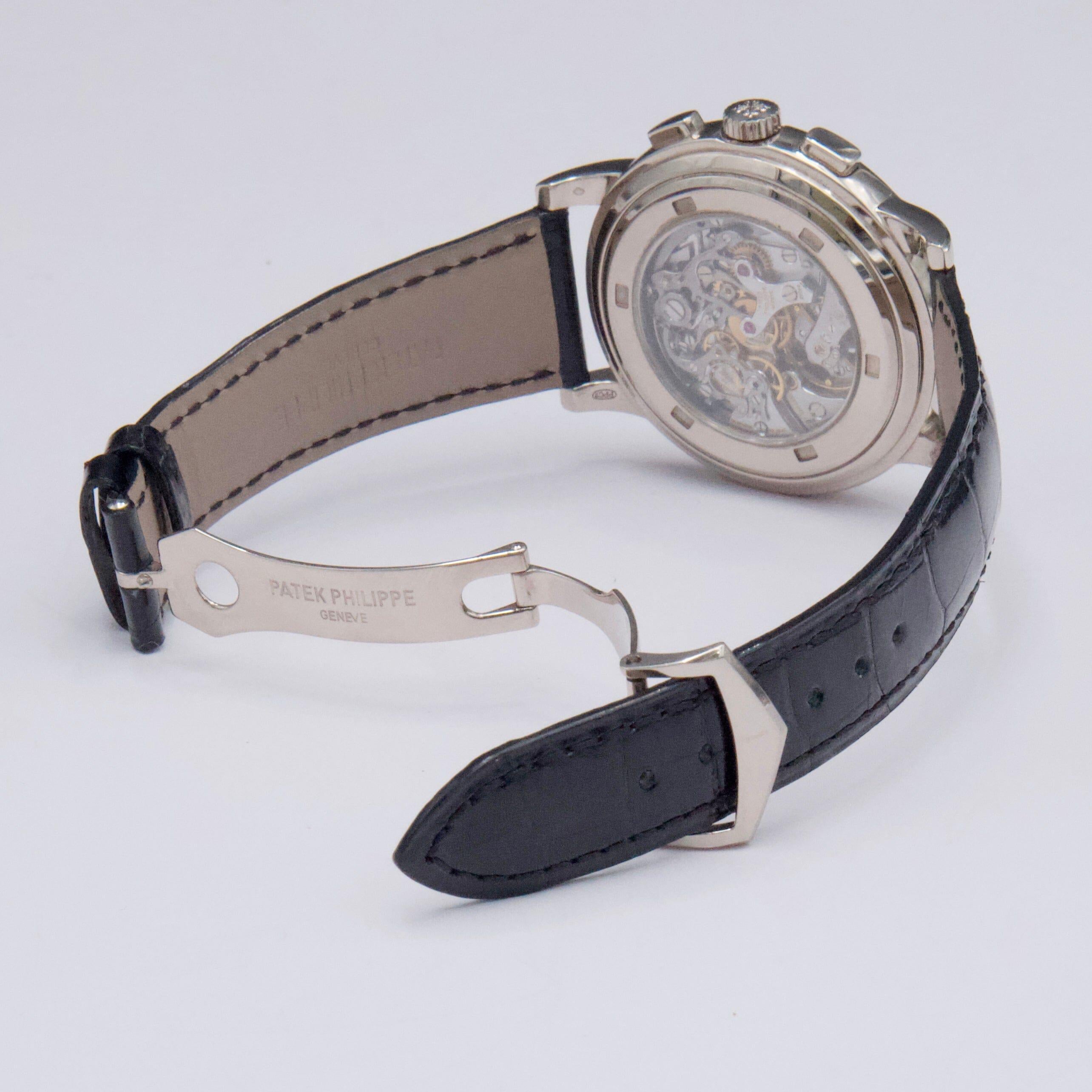 Patek Philippe Komplikationen Chronograph 5070G Silber Zifferblatt Herrenuhr Box Papiere im Angebot 4