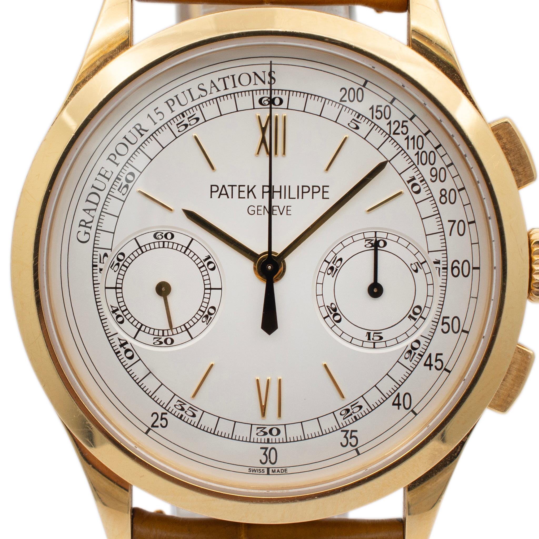 Montre pour homme Patek Philippe Complications Chronograph 5170J-001 en or jaune 18 carats Excellent état - En vente à Houston, TX