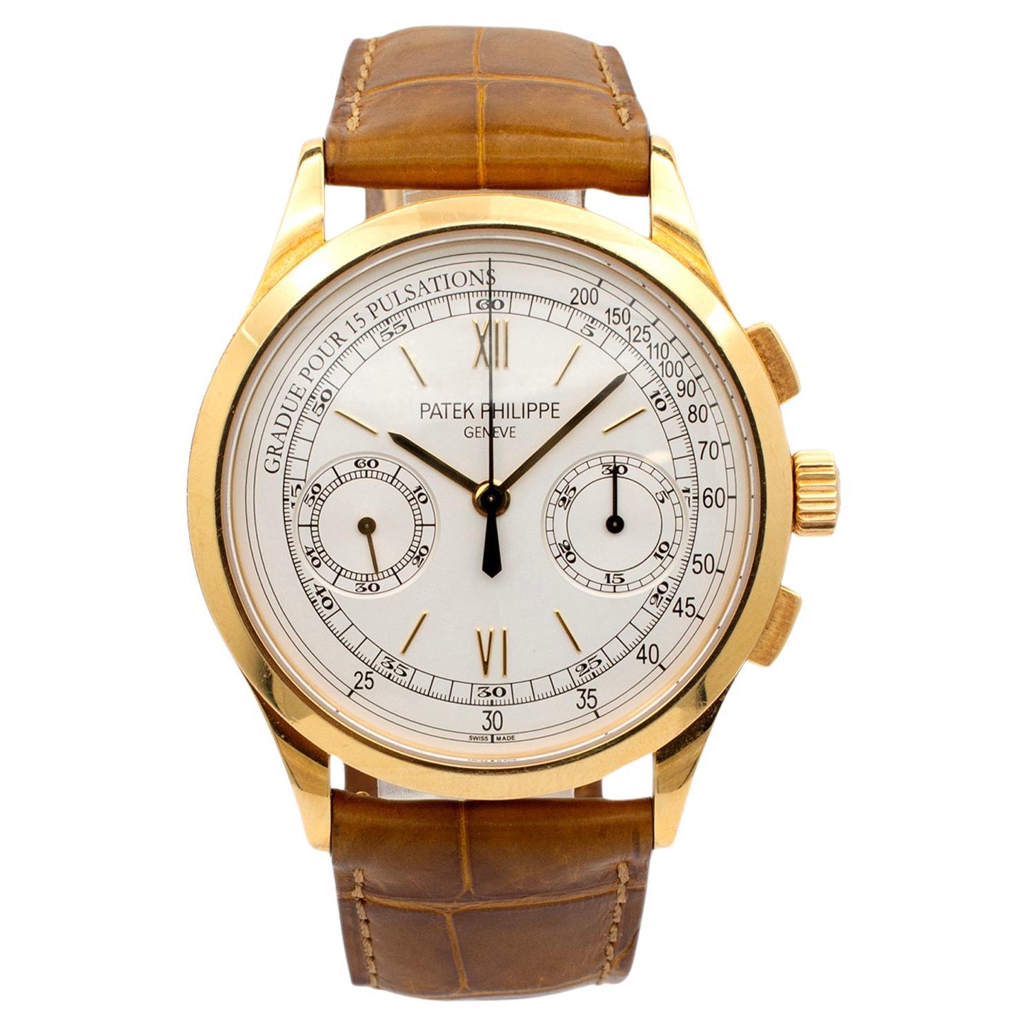 Patek Philippe Complications Chronograph 5170J-001 18K Yellow Gold Men's Watch For Sale