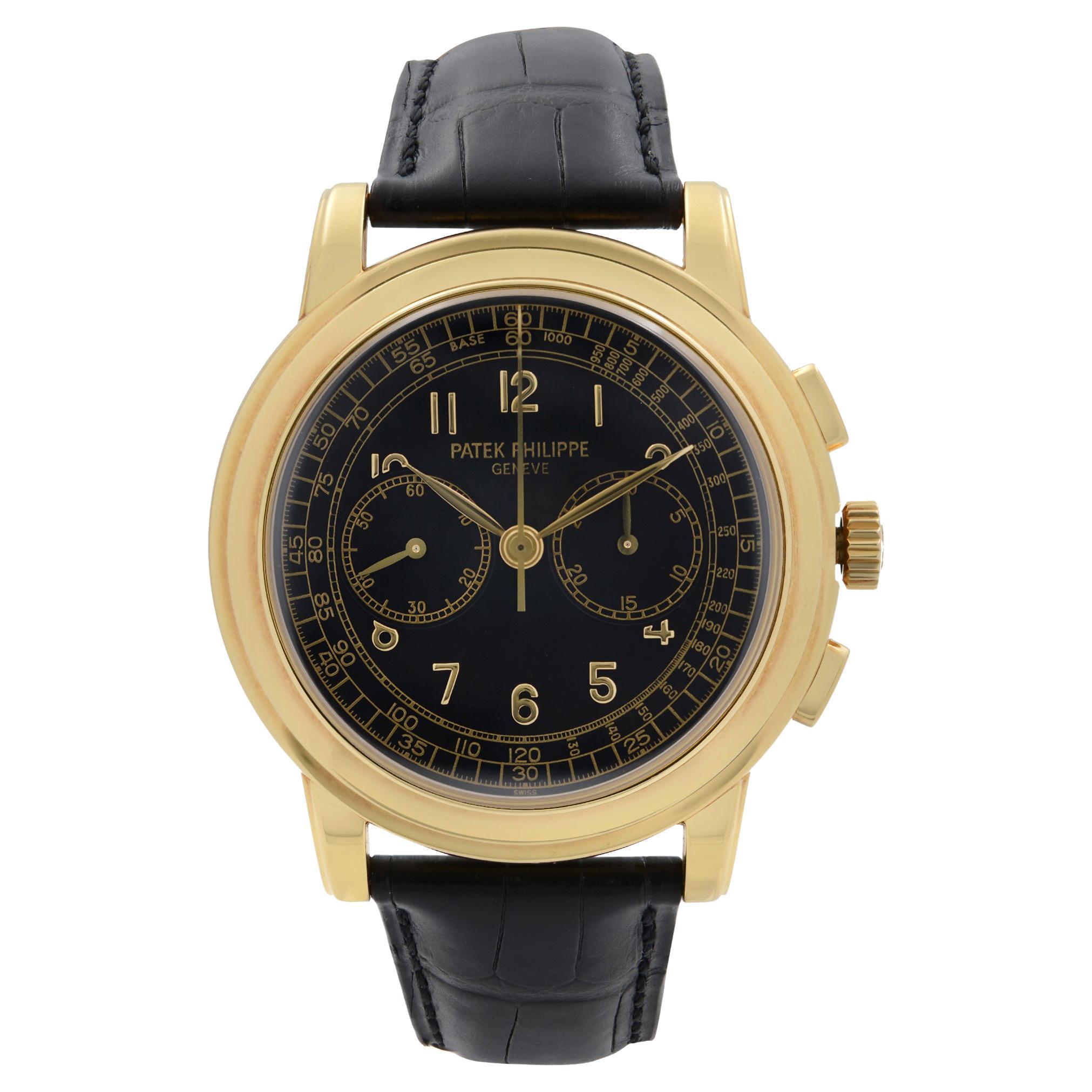 Patek Philippe Complications Chronograph Yellow Gold Hand Wind Watch 5070J-001 For Sale
