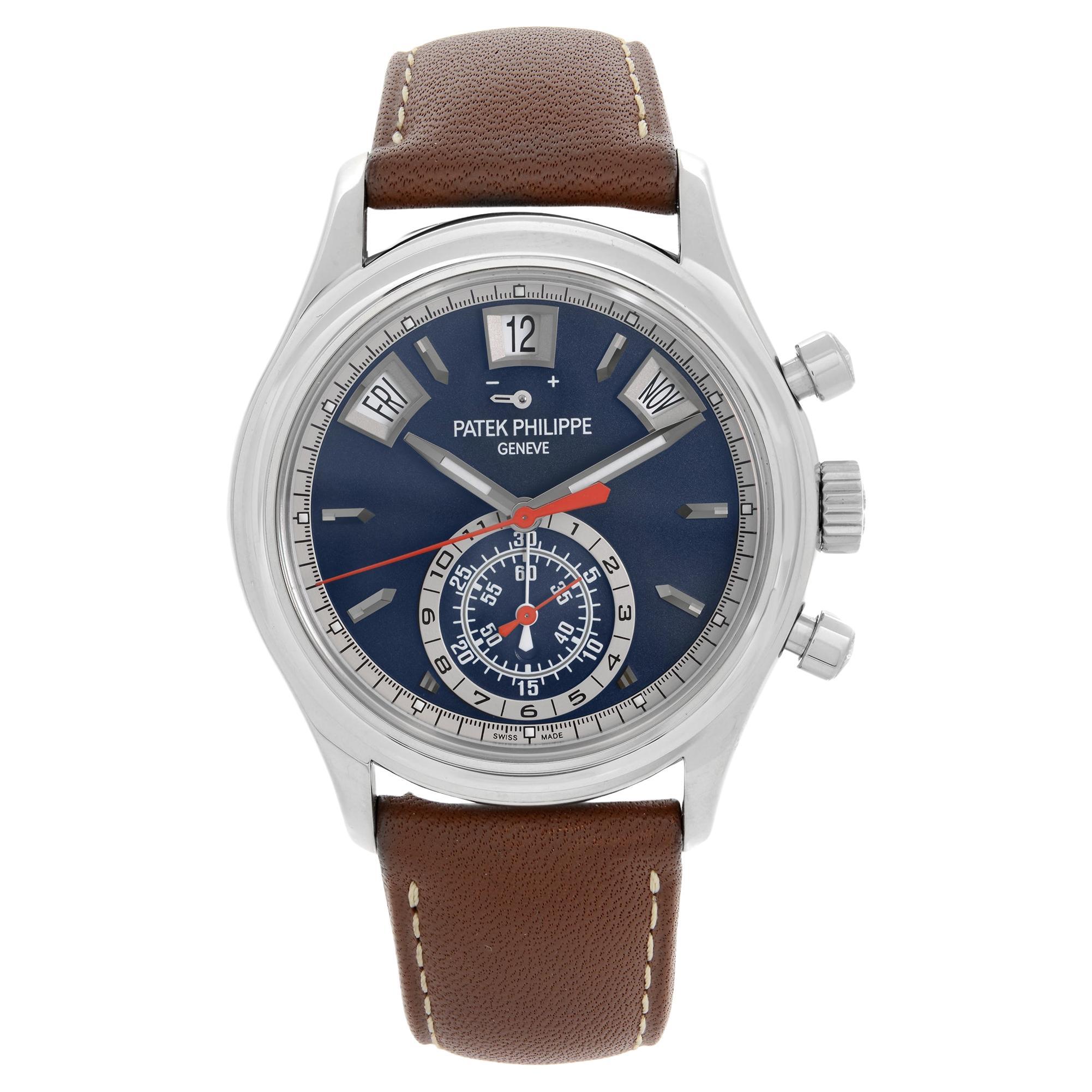 Patek Philippe Complications White Gold Blue Dial Mens Watch 5960/01G-001 For Sale