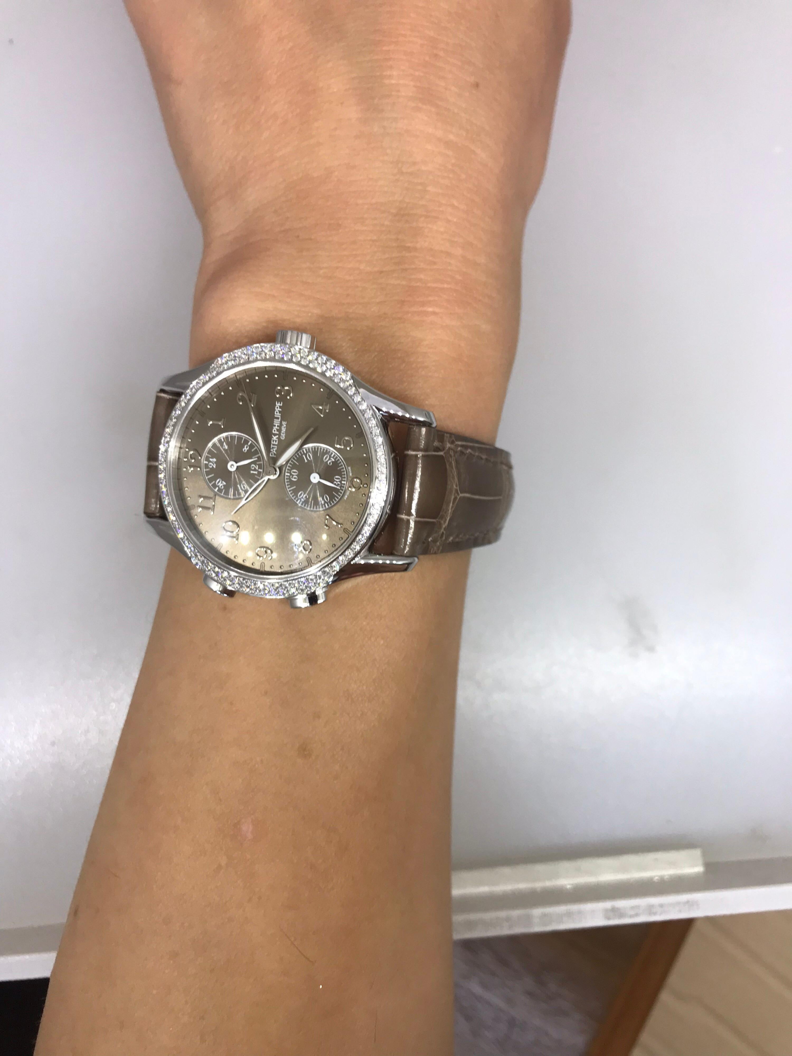 Patek Philippe Complications White Gold Diamond Bezel Ladies Watch 7134G--001 For Sale 6