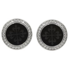 Patek Philippe Cufflinks Calartava Cross 9108g White Gold Onyx and Diamond