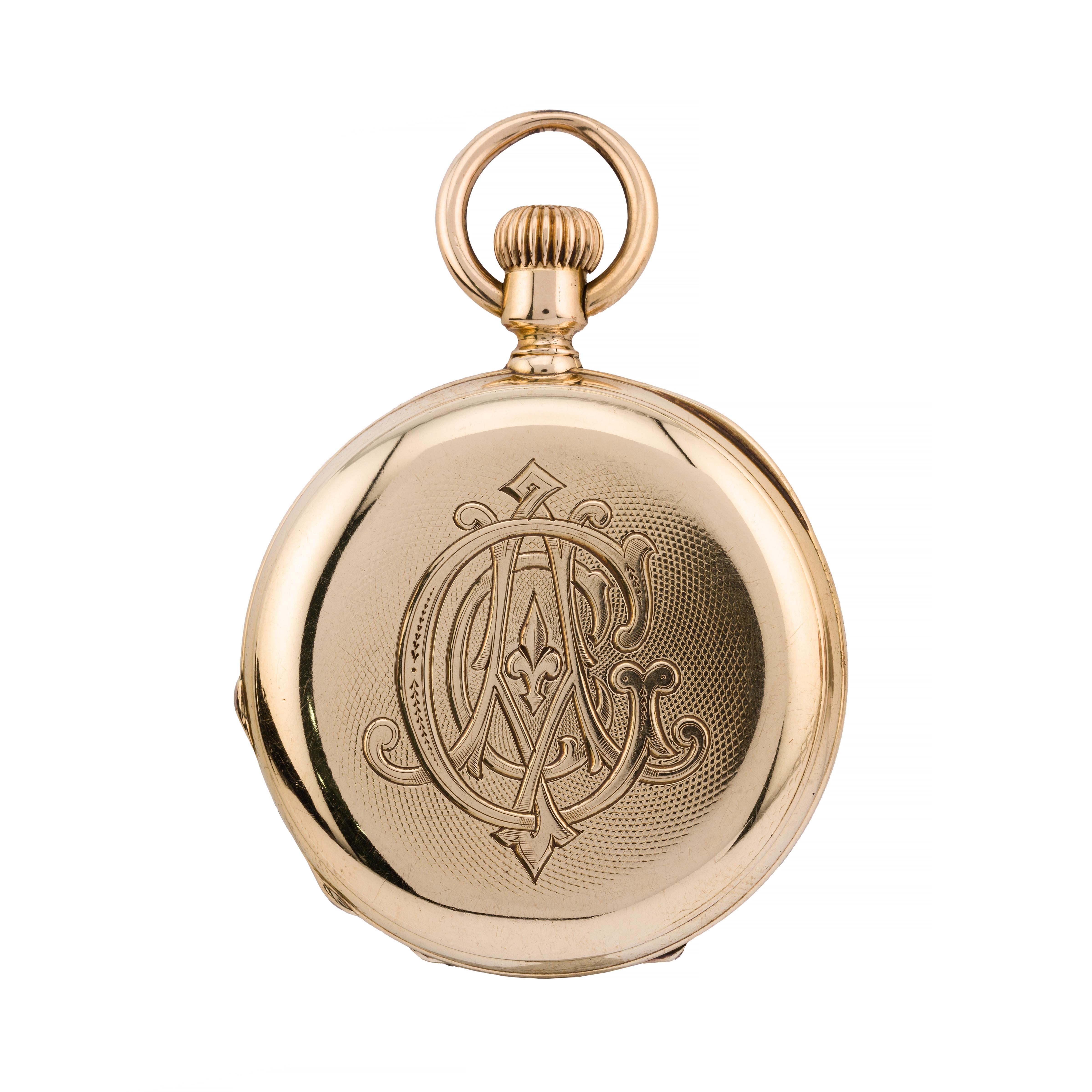 Late Victorian Patek Philippe Demi Hunter Pocket Watch in 18 Karat Yellow Gold For Sale