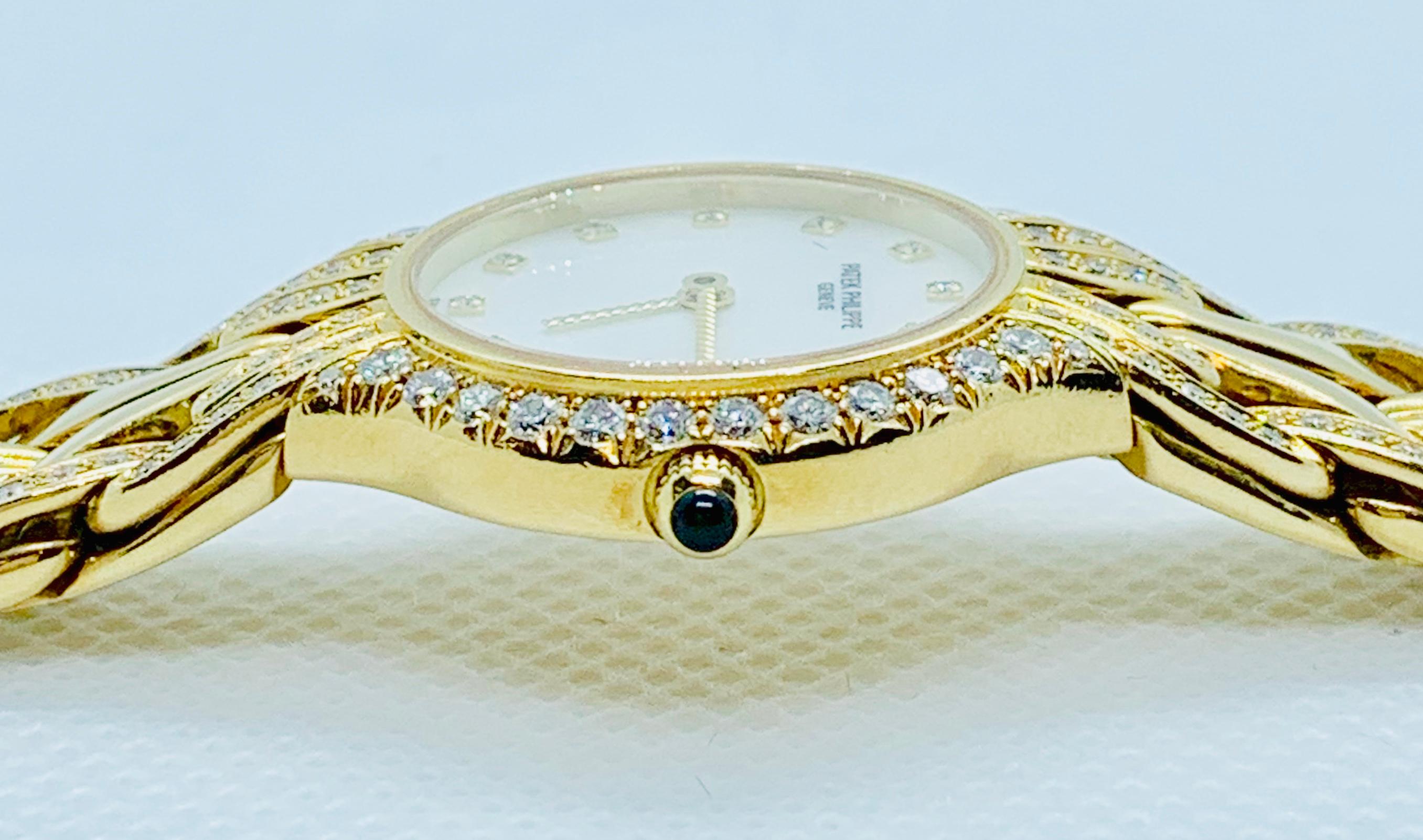 Patek Philippe Diamond and 18 Karat Yellow Gold La Flamme Ladies Watch 5