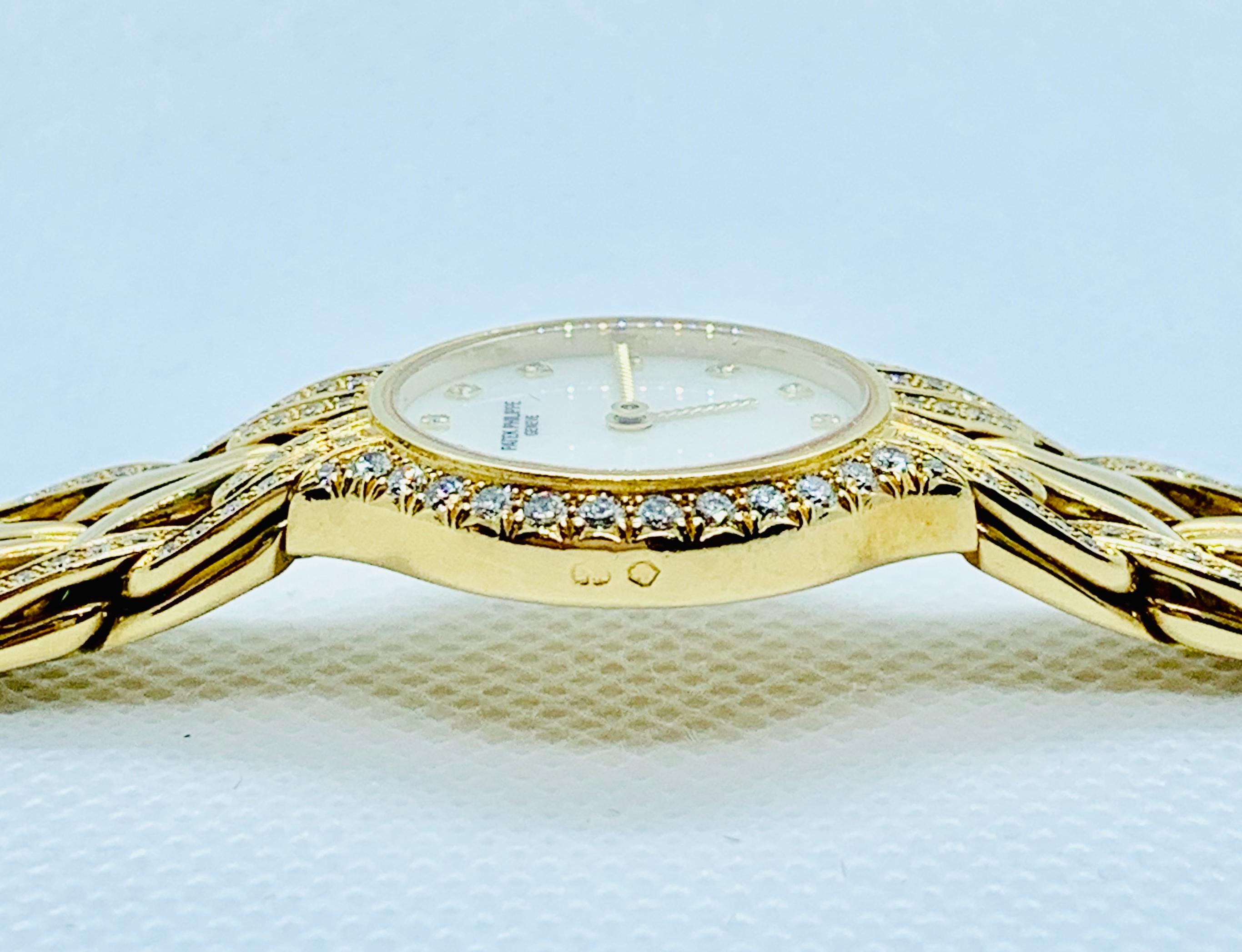 Patek Philippe Diamond and 18 Karat Yellow Gold La Flamme Ladies Watch 4