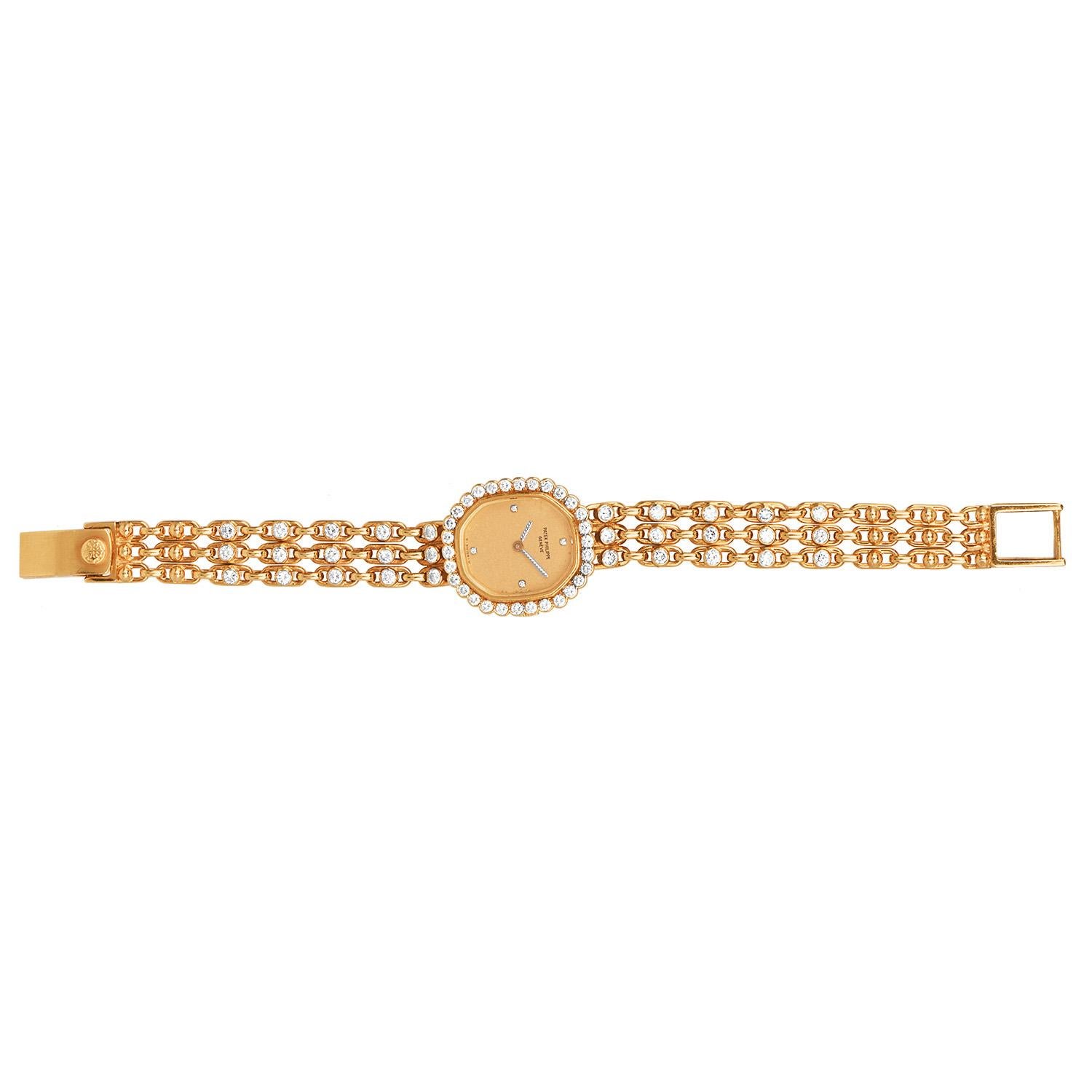 Patek Philippe diamond Bracelet 18K Gold Ladies Mechanical Watch 1