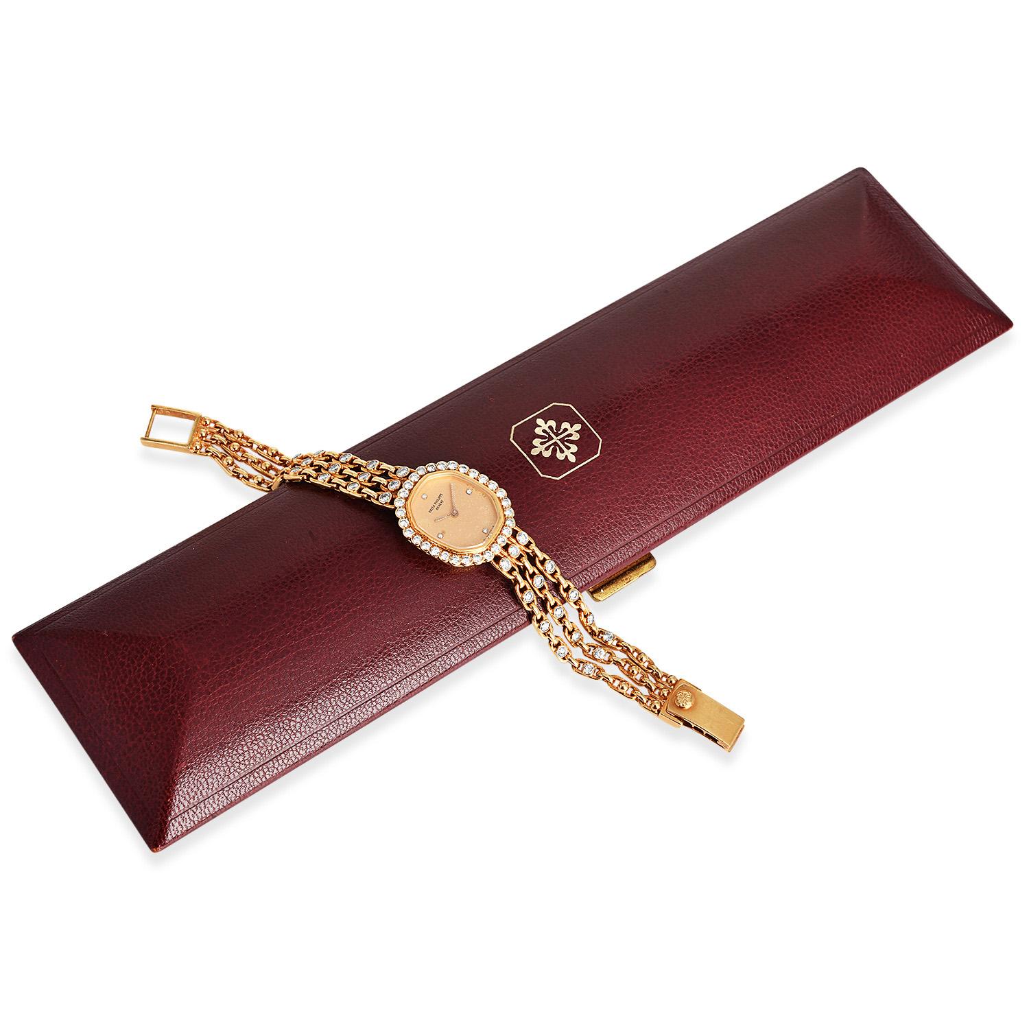 Patek Philippe diamond Bracelet 18K Gold Ladies Mechanical Watch 3