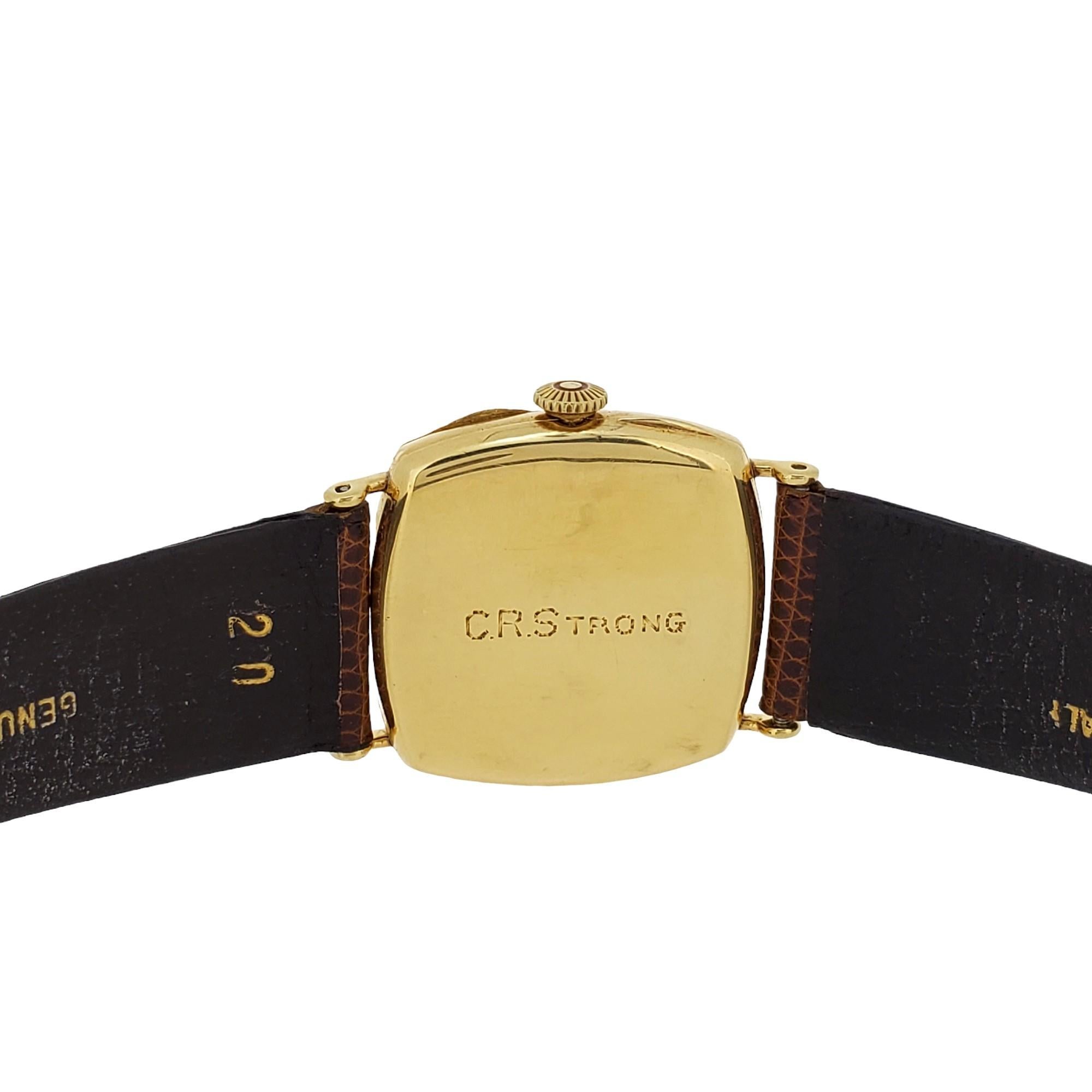 Frühe Art-Déco-Uhr aus 18 Karat Gold mit Kissenform von Patek Philippe, ca. 1927-1928 im Angebot 2