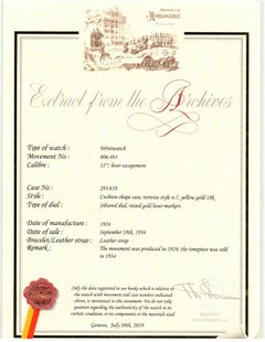 Patek Philippe Early No. 7 Cushion Vintage Watch, circa 1924