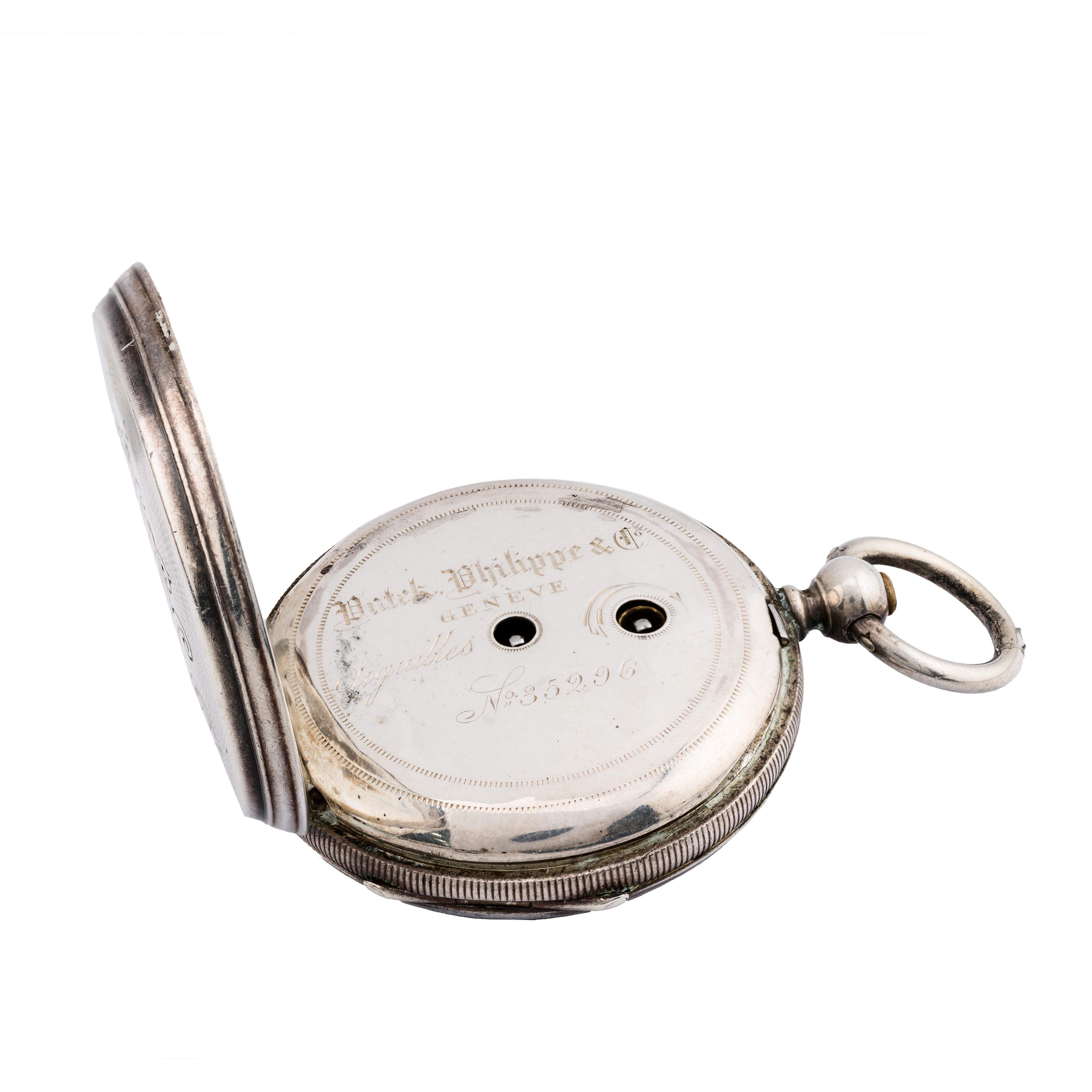 Patek Philippe Early & Rare Silver Key Wind Pocket Watch C.1870 In Good Condition In Boston, MA