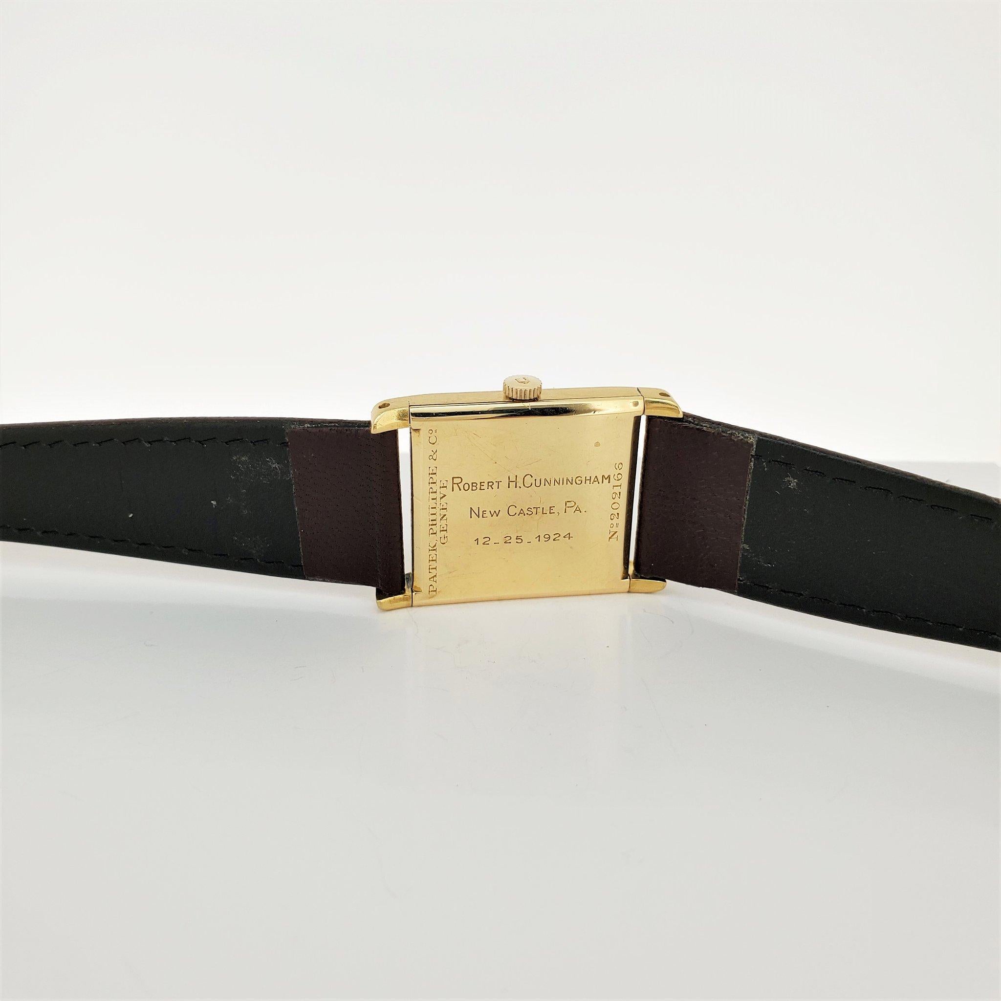 Patek Philippe Early Yellow Gold Art Deco Square Tank Watch, circa 1923 5