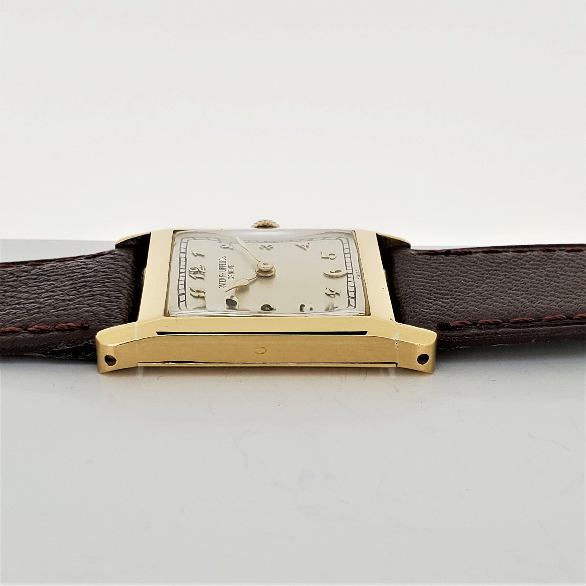 Women's or Men's Patek Philippe Early Yellow Gold Art Deco Square Tank Watch, circa 1923
