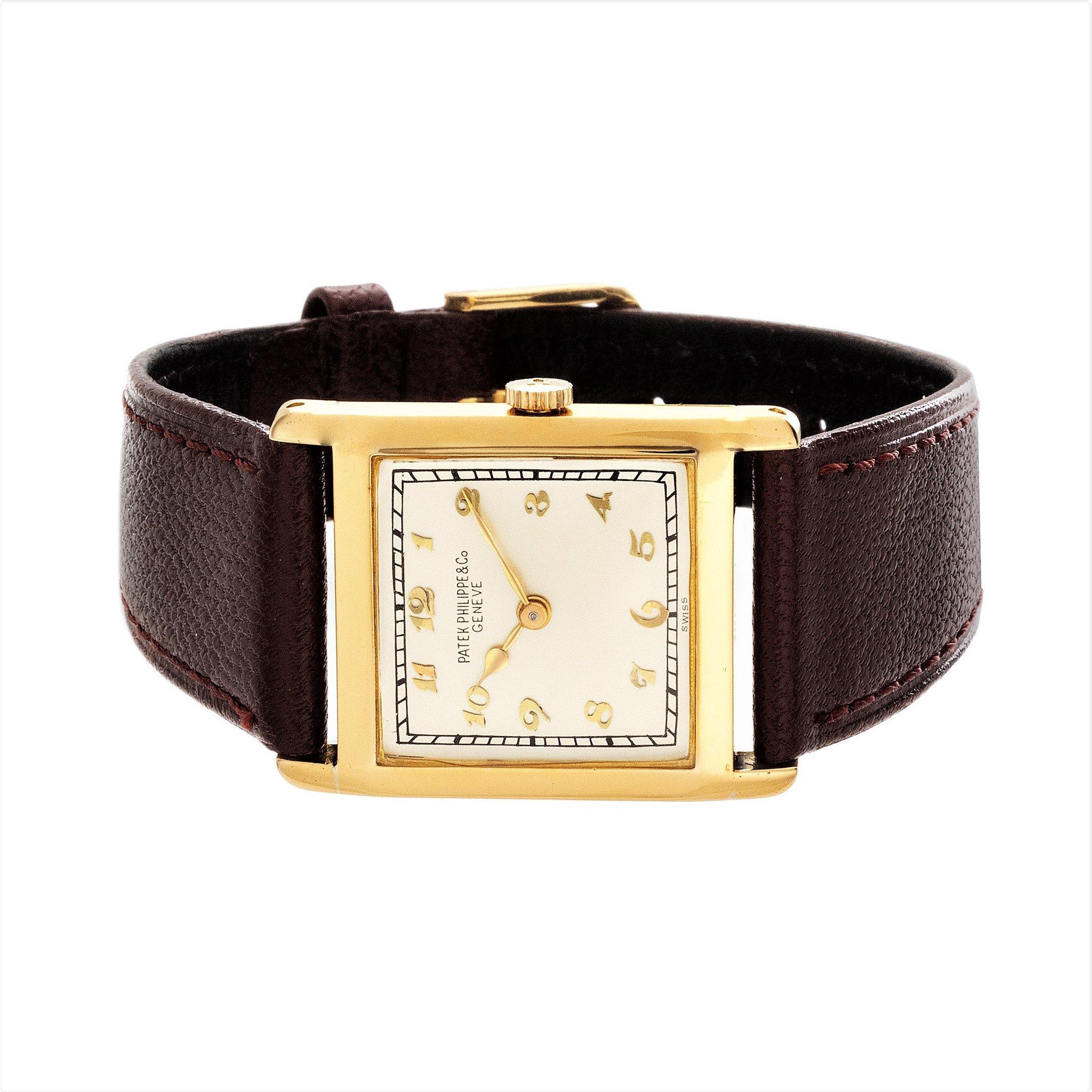 Patek Philippe Early Yellow Gold Art Deco Square Tank Watch, circa 1923 1